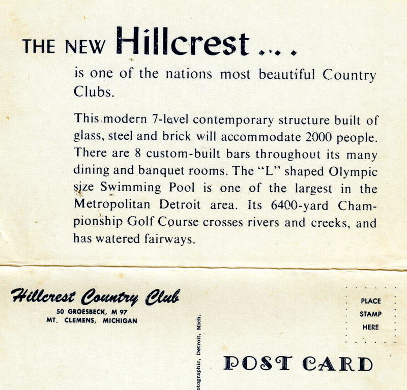Hillcrest Country Club - Vintage Postcard